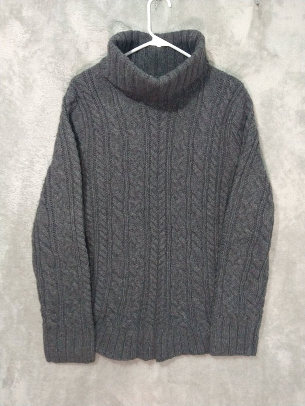 Duluth Trading Sweater Women Large Wool Cashmere Fisherman Turtleneck Cable Knit